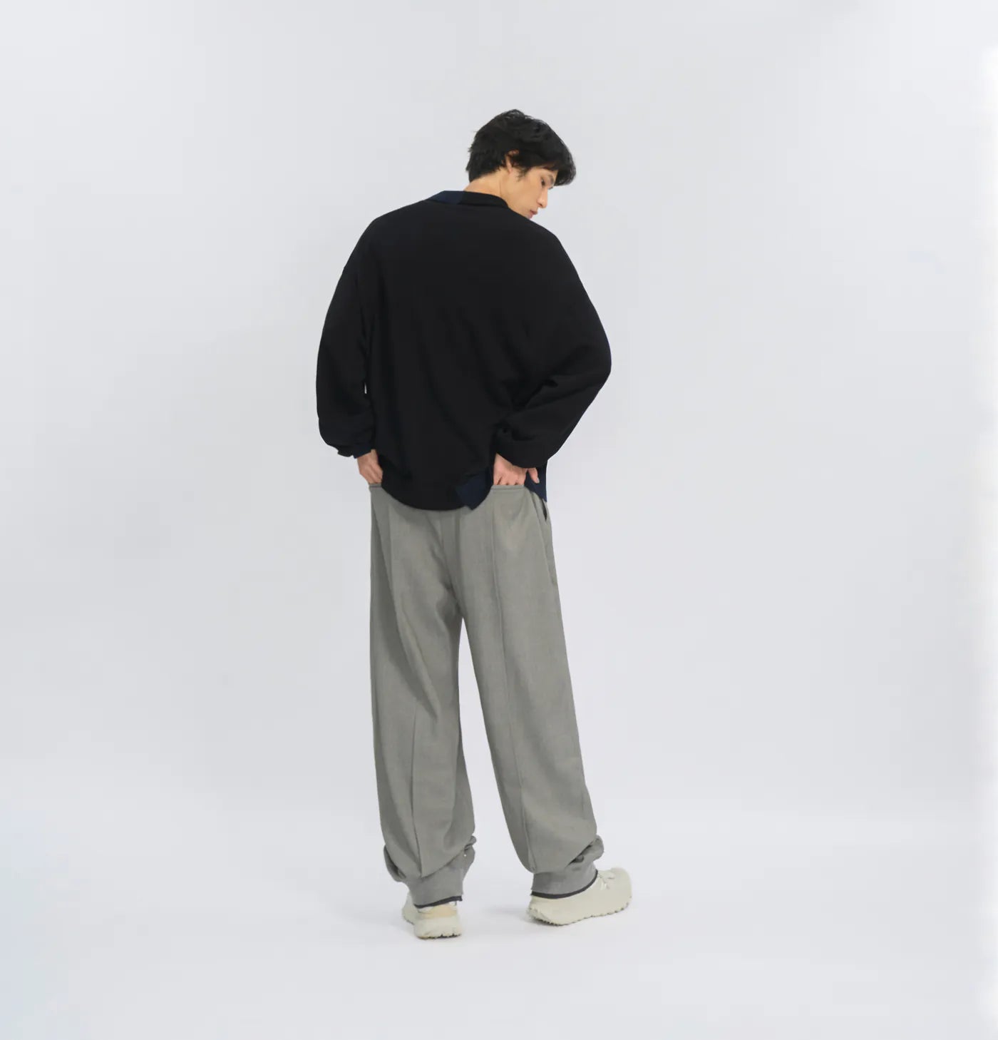 Melsign - Off-balance Knit Polo Shirt - Black