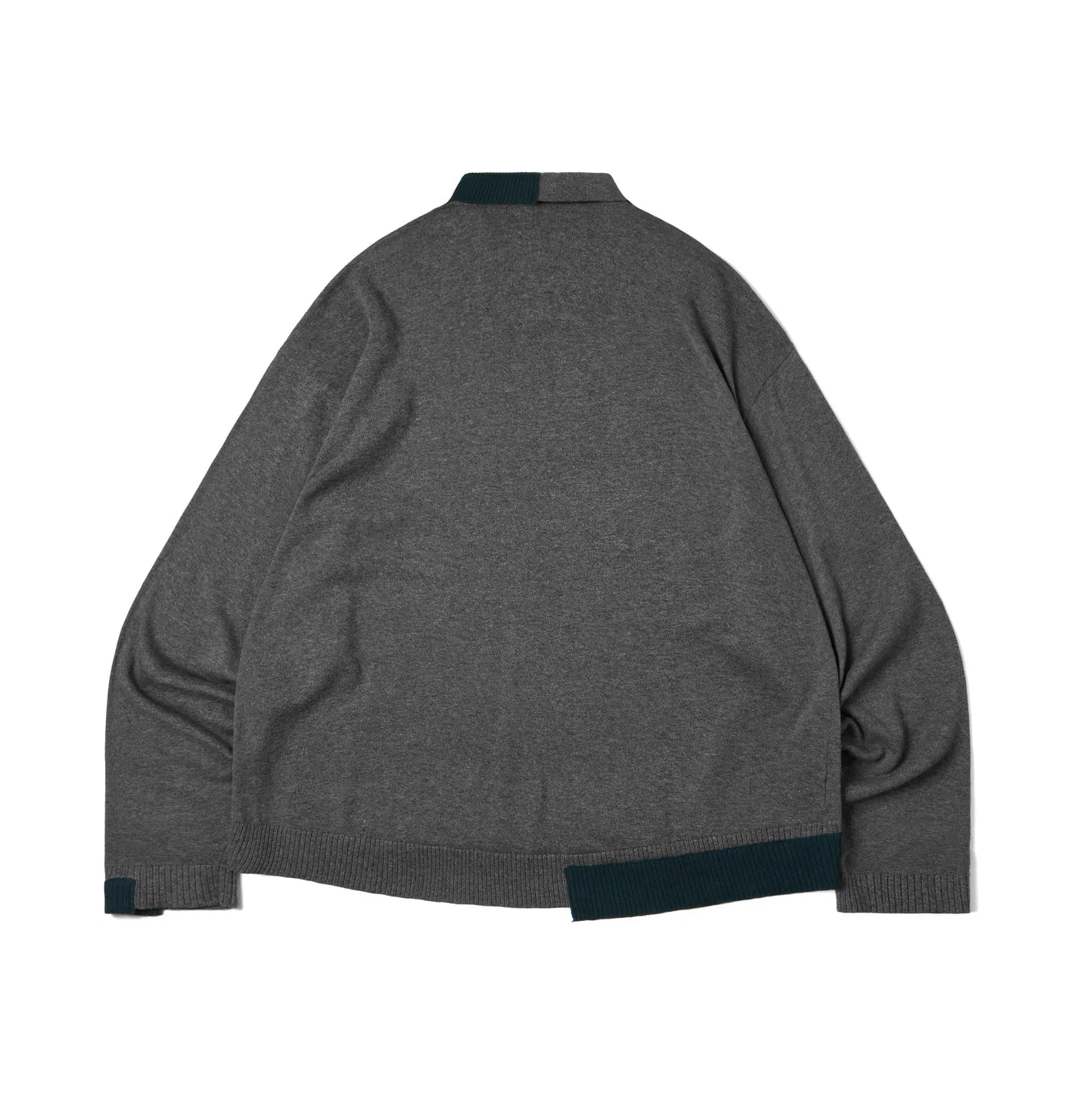 Melsign - Off-balance Knit Polo Shirt - Dark Gray
