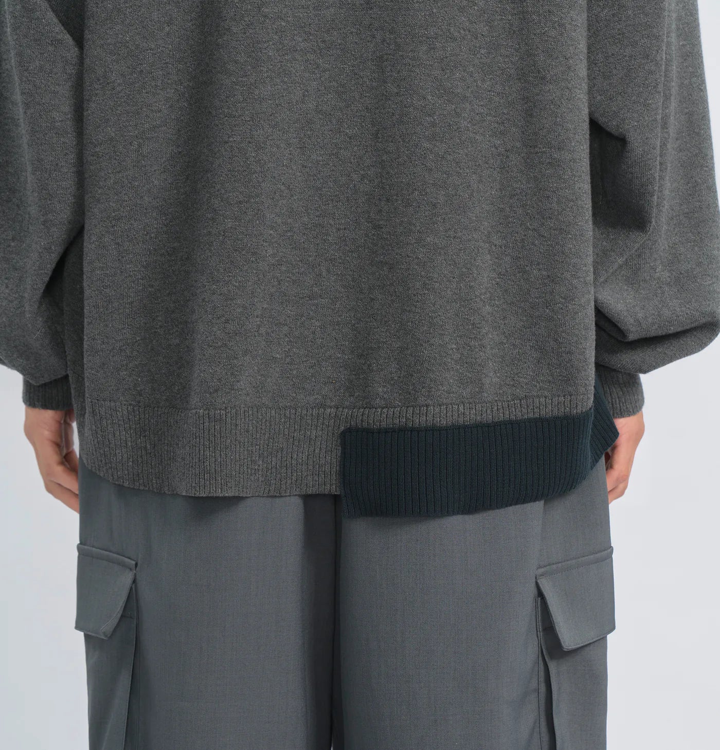 Melsign - Off-balance Knit Polo Shirt - Dark Gray