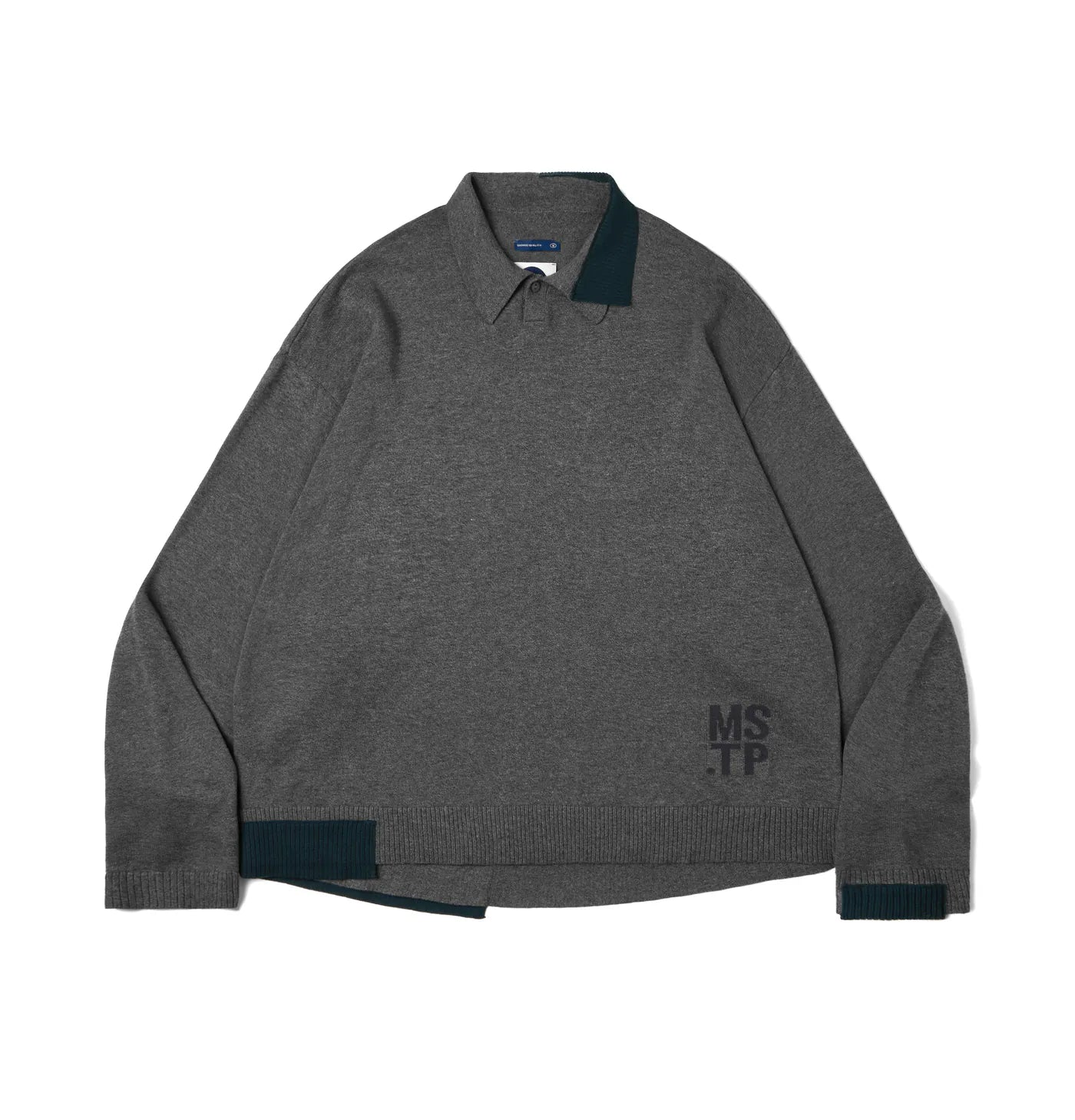 Melsign - Off-balance Knit Polo Shirt - Dark Gray