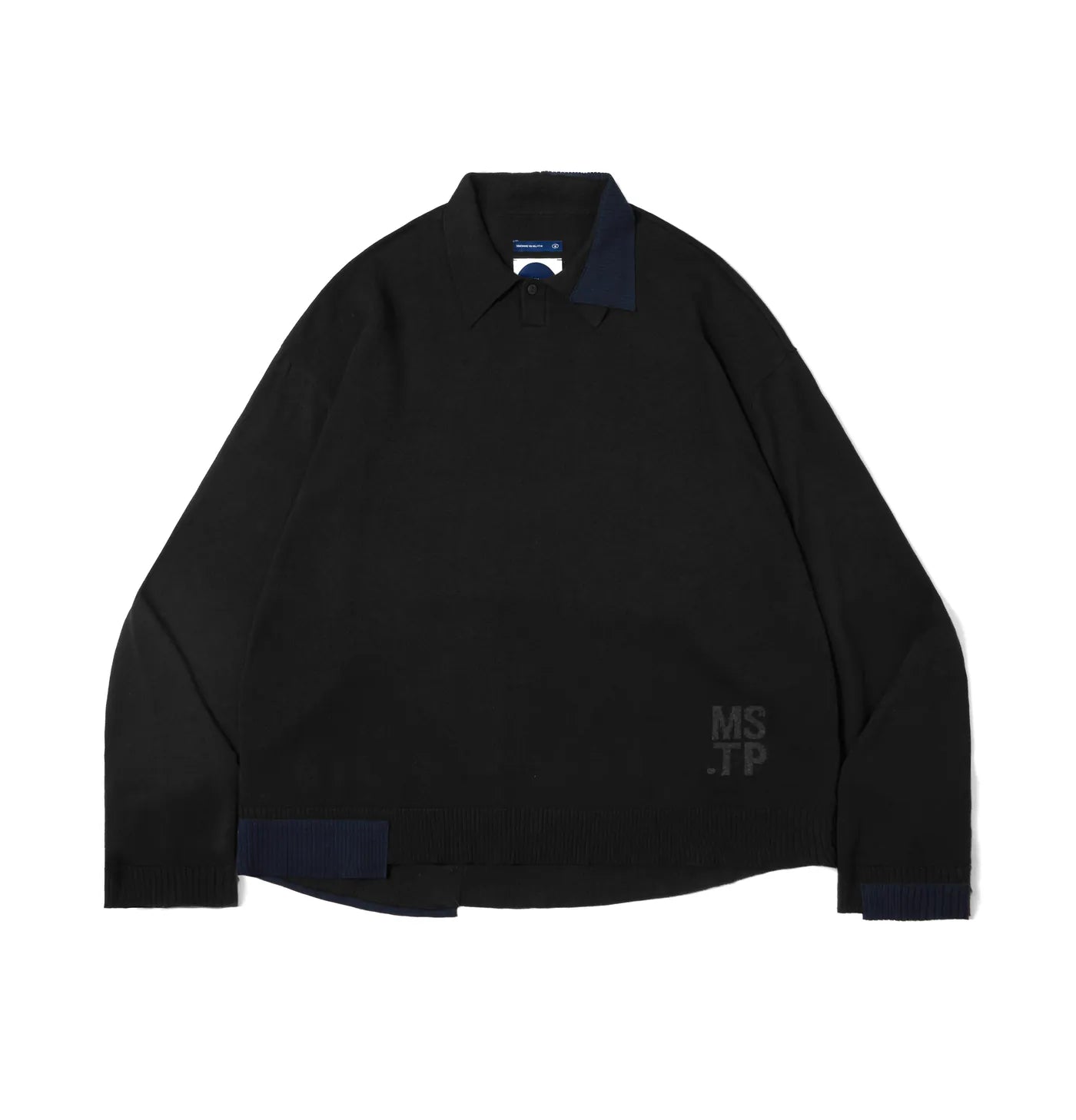 Melsign - Off-balance Knit Polo Shirt - Black