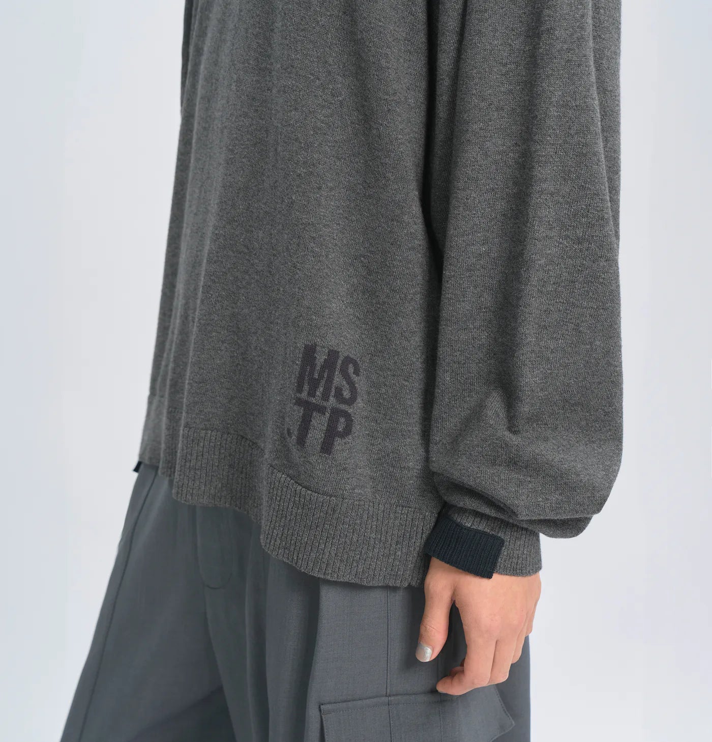 Melsign - Off-balance Knit Polo Shirt - Dark Gray