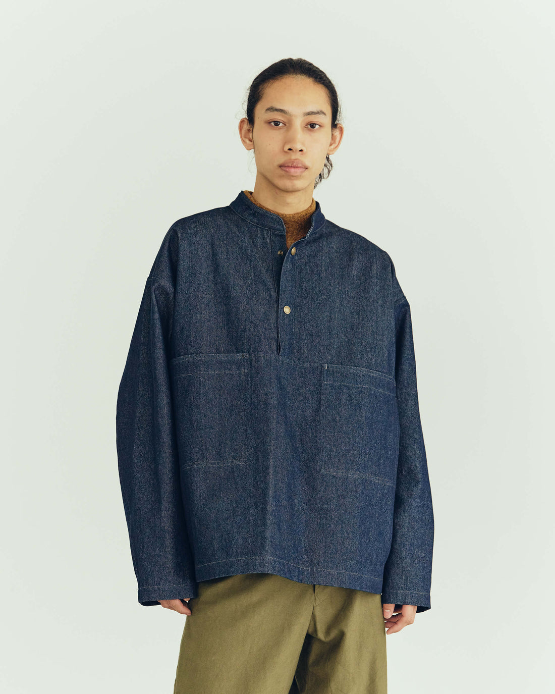 Army Twill - Denim Dot Bottom Smock - Navy