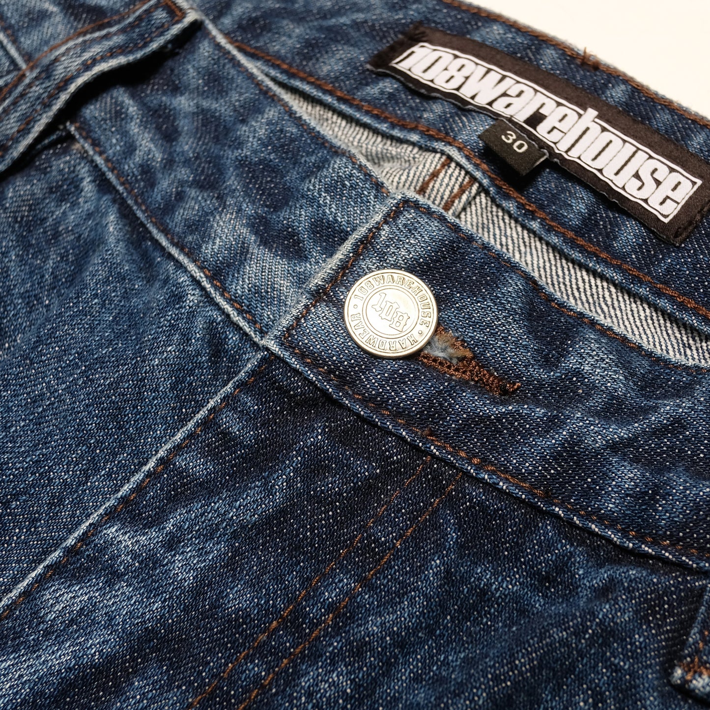 108WAREHOUSE - Baggy Selvedge Denim - Medium Wash Indigo
