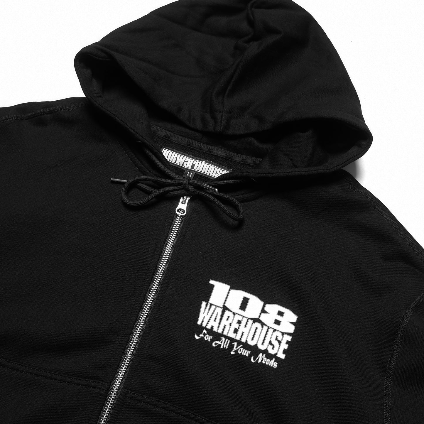 108WAREHOUSE - Cropped Zip Shop Hoodie - Black