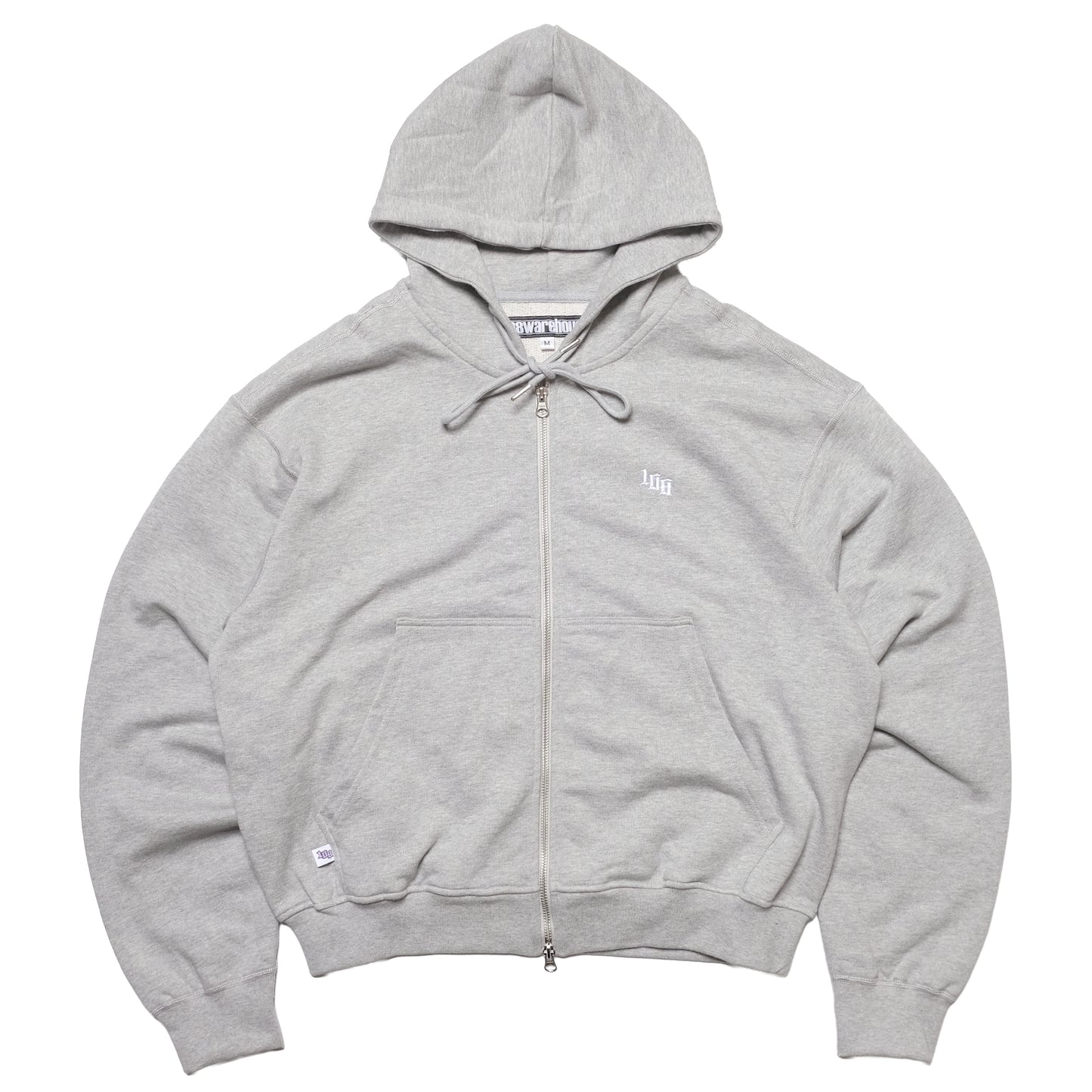 108WAREHOUSE - Cropped Zip Team Logo Hoodie - Grey
