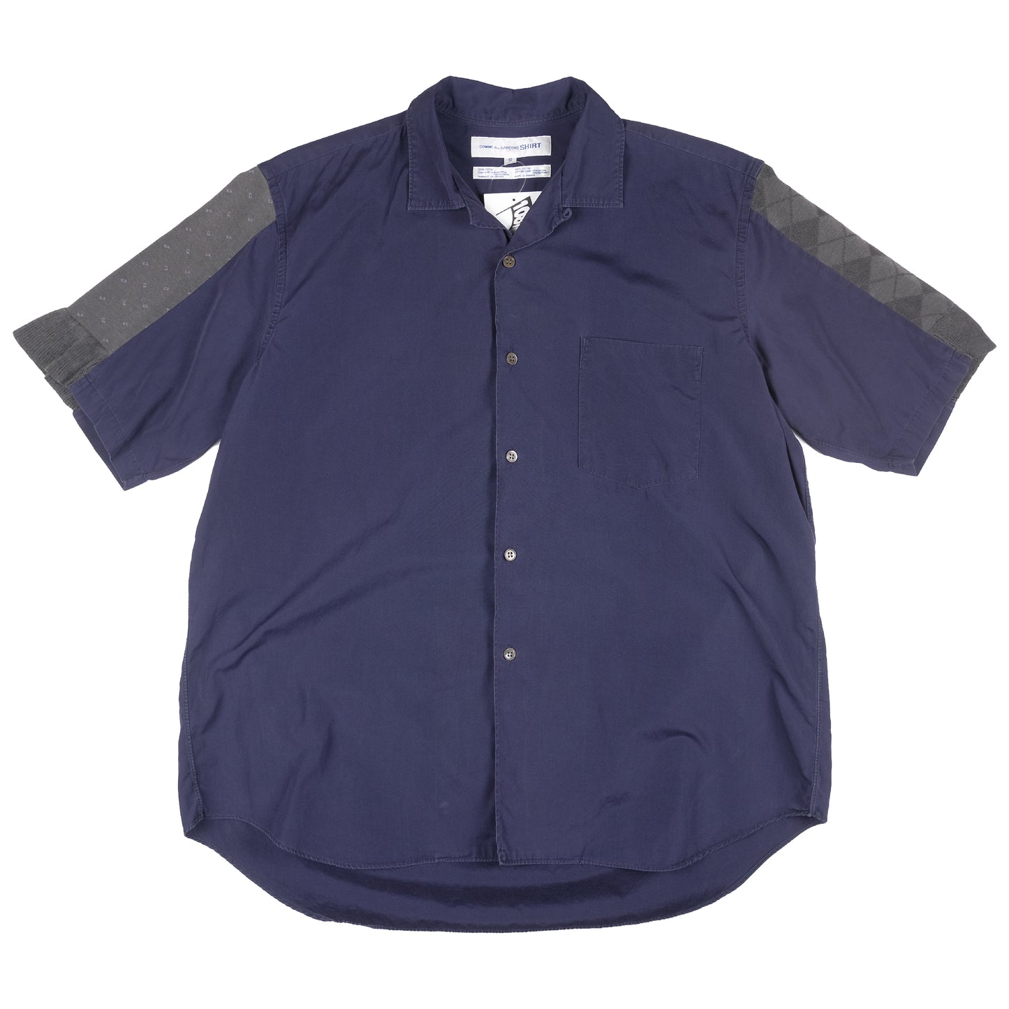 CDG SHIRT Navy Switching Short Sleeve Shirt