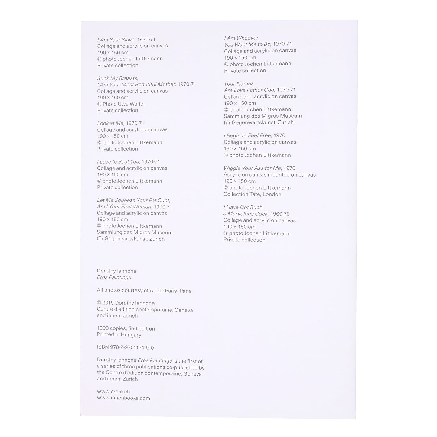 Innen - Dorothy Iannone - Eros Paintings