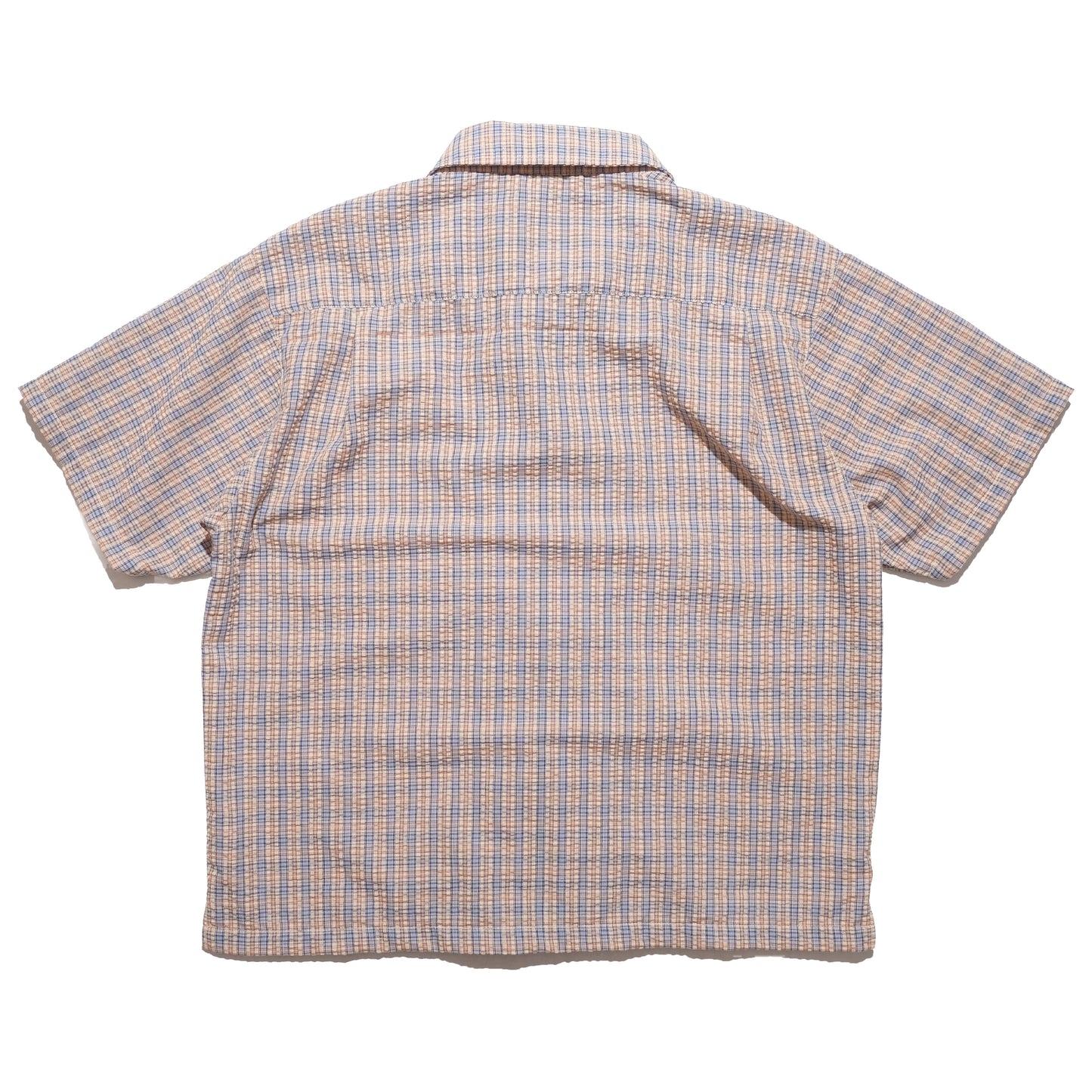 108WAREHOUSE - Seersucker SS Zip Shirt - Apricot Plaid