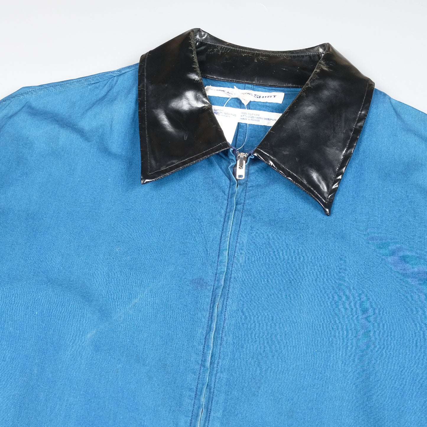 CDG Shirt Black Collared Blue Zip Up