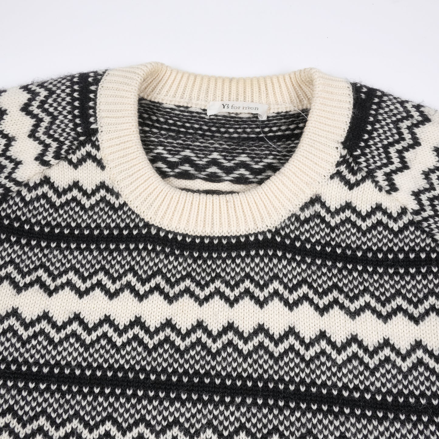 Y's for Men White Nordic Knit Sweater