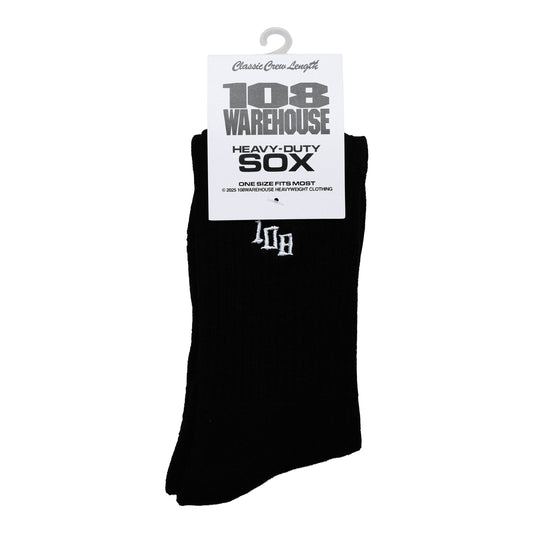 108WAREHOUSE - Classic Crew Socks - Team Logo - Black