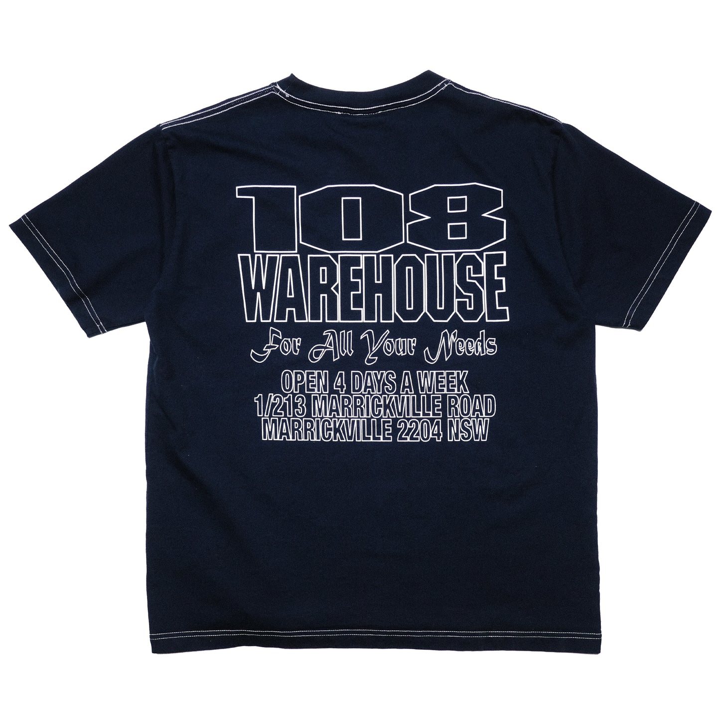 108WAREHOUSE - Navy Dyed Shop T-Shirt - Contrasted