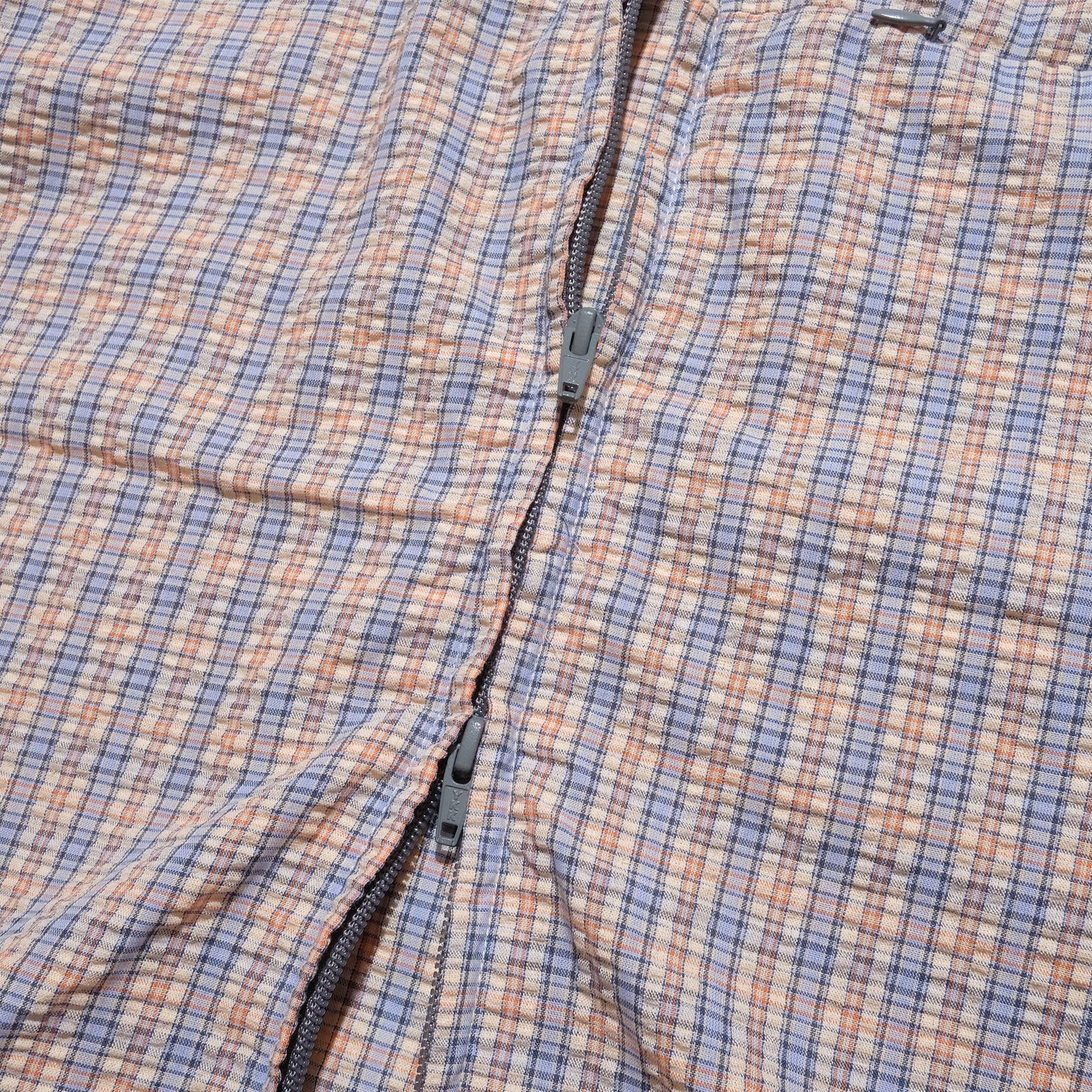 108WAREHOUSE - Seersucker SS Zip Shirt - Apricot Plaid