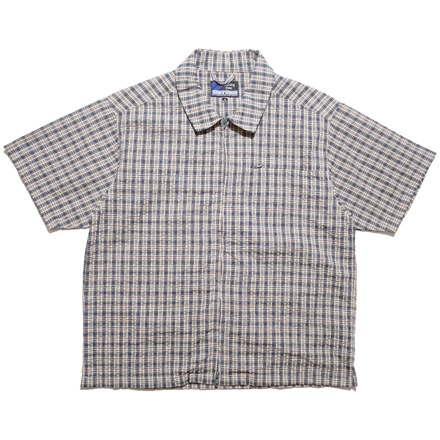 108WAREHOUSE - Seersucker SS Zip Shirt - Blueberry Plaid