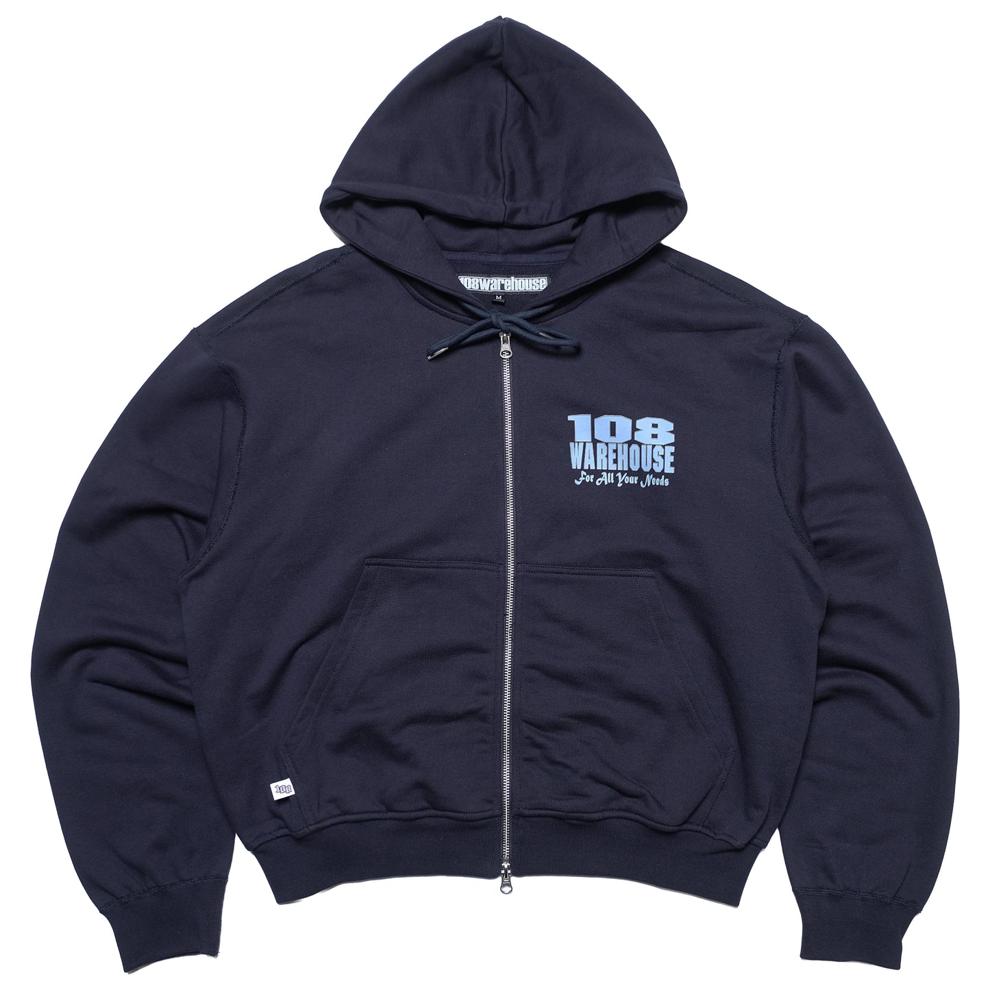 108WAREHOUSE - Cropped Zip Shop Hoodie - Navy