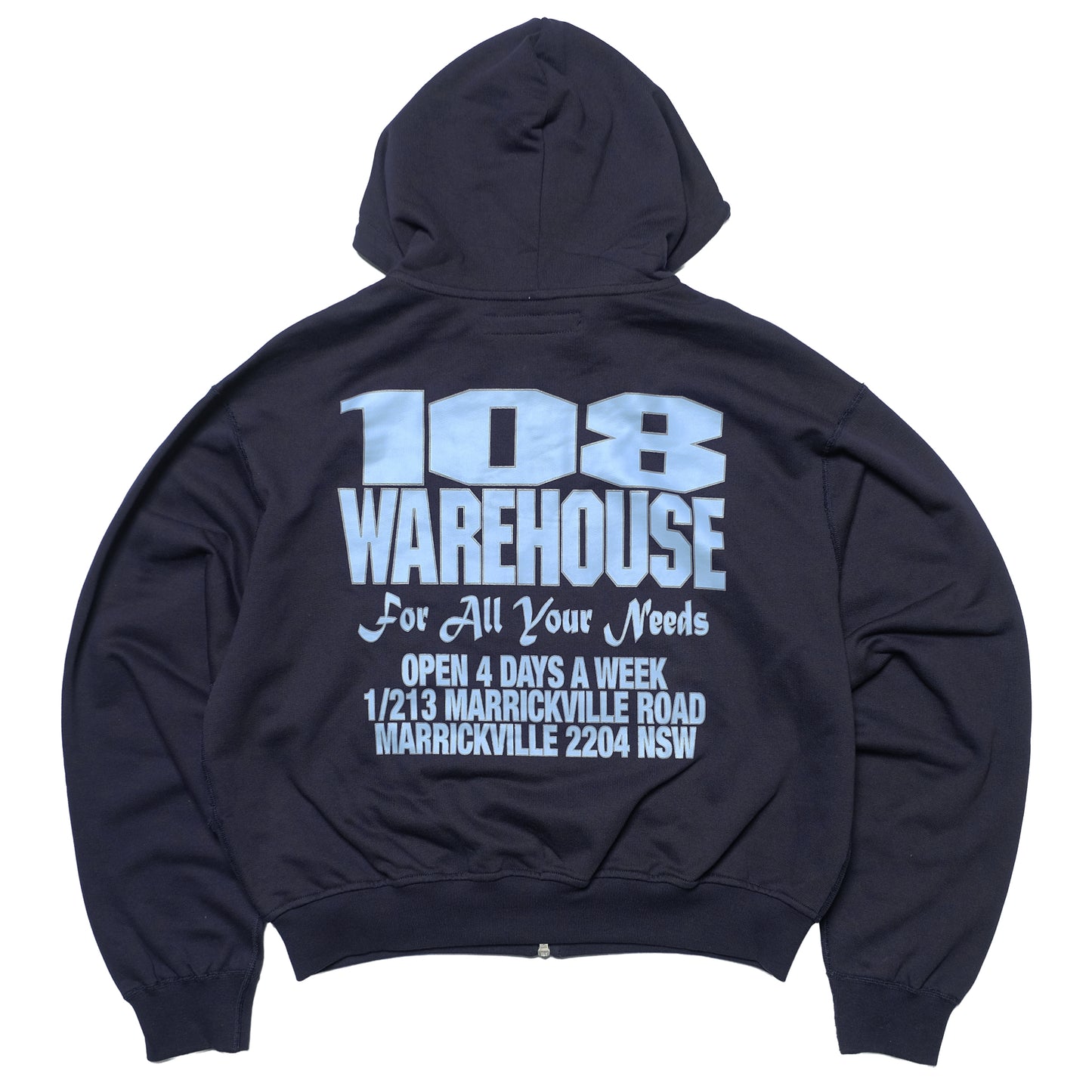108WAREHOUSE - Cropped Zip Shop Hoodie - Navy
