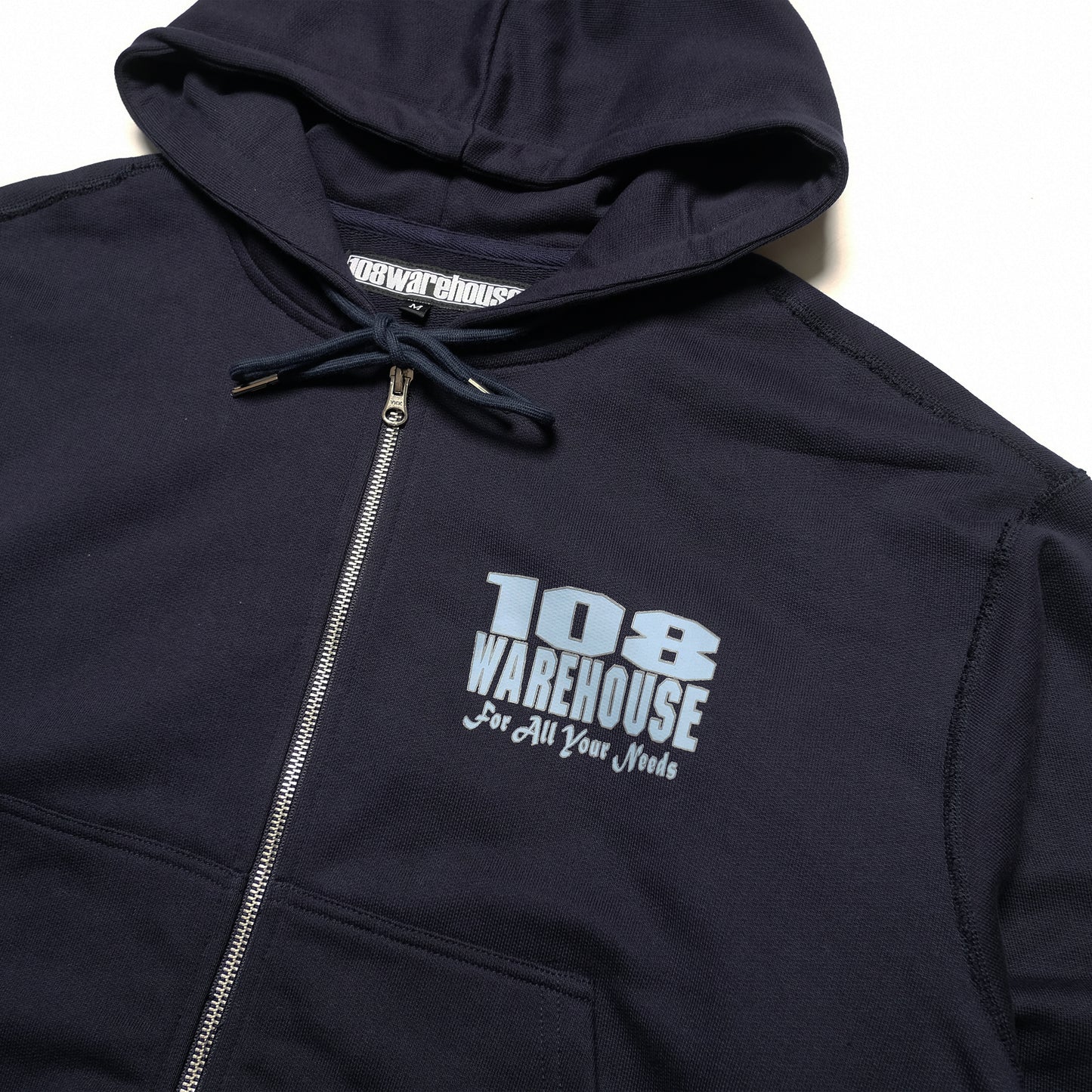 108WAREHOUSE - Cropped Zip Shop Hoodie - Navy