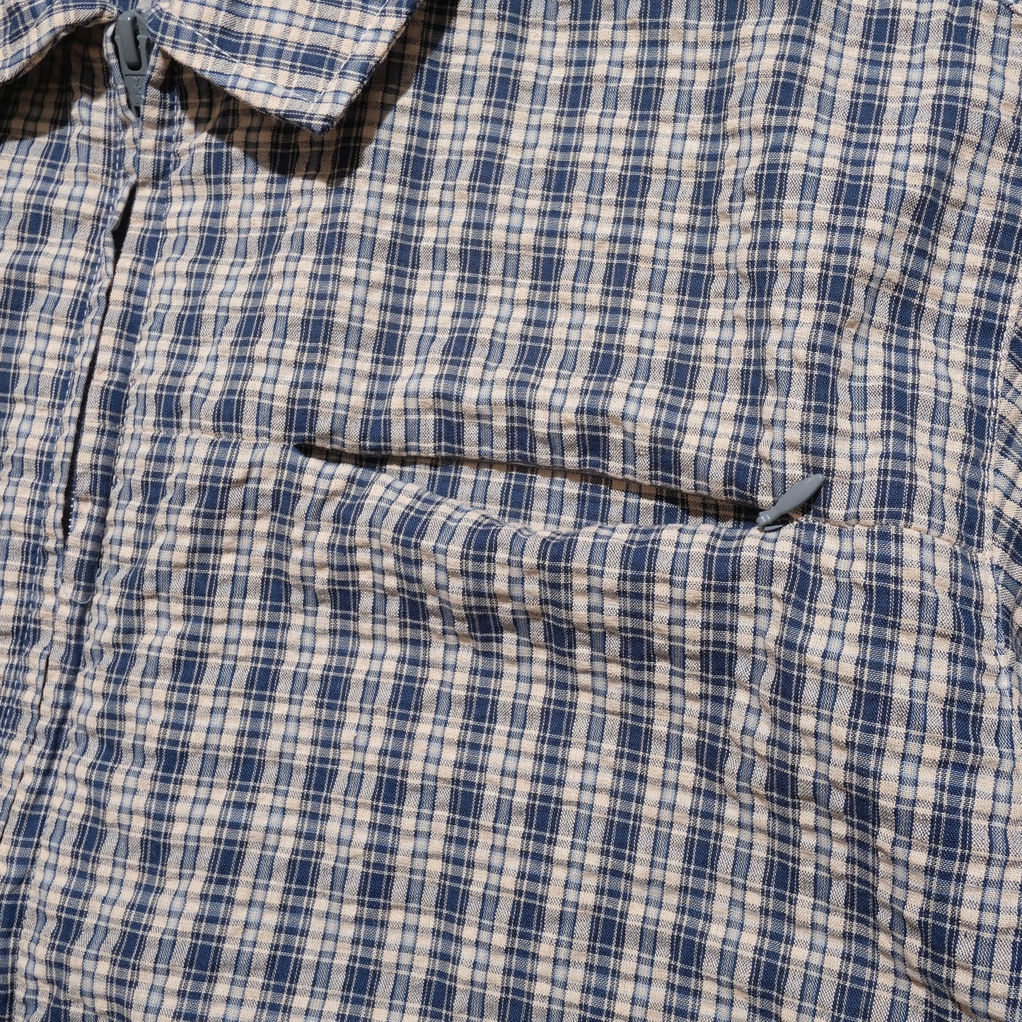 108WAREHOUSE - Seersucker SS Zip Shirt - Blueberry Plaid