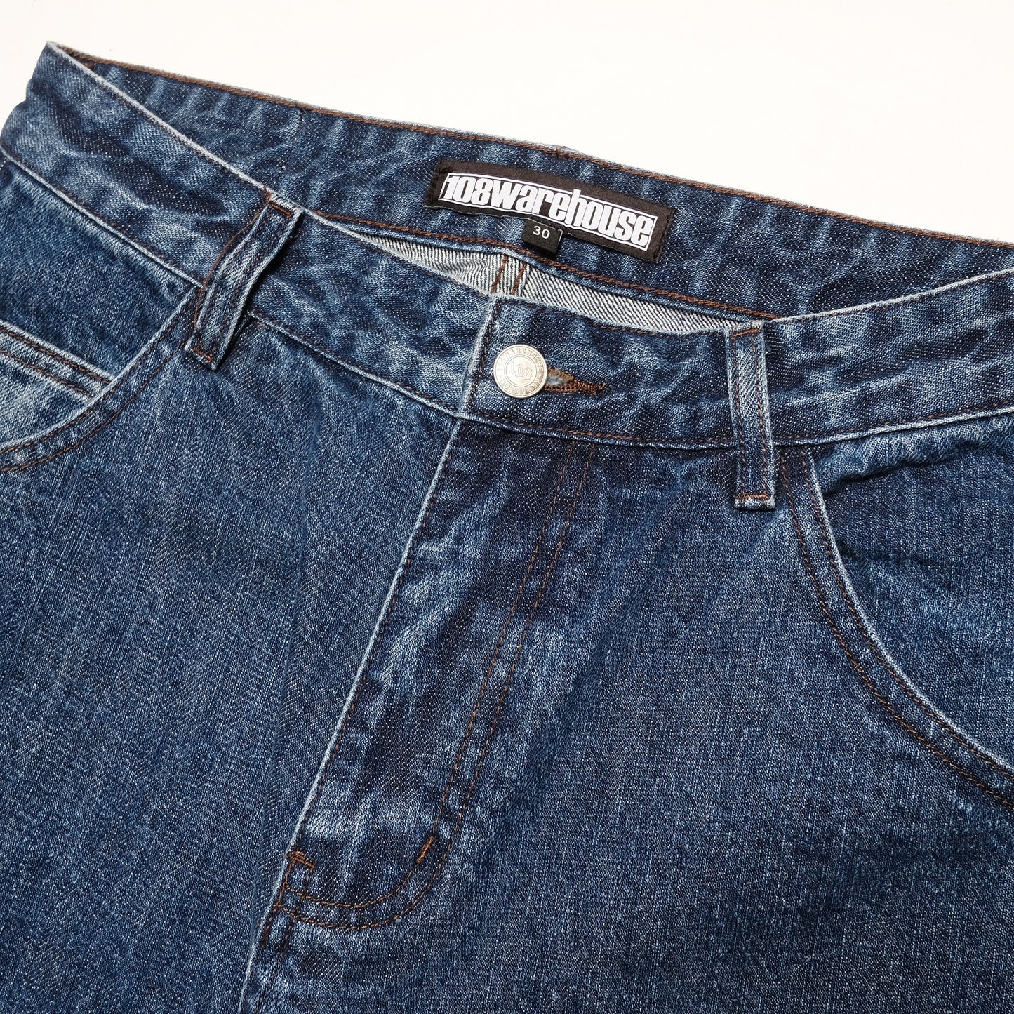 108WAREHOUSE - Baggy Selvedge Denim - Medium Wash Indigo