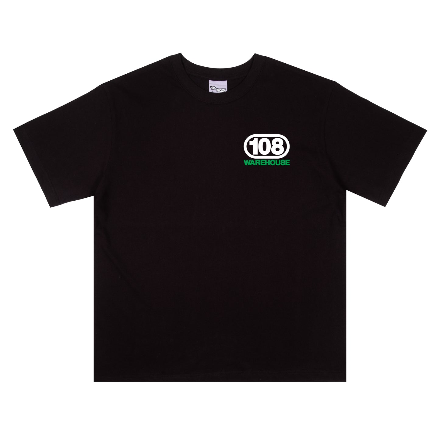 108WAREHOUSE - Oval T-Shirt (Green/White on Black)