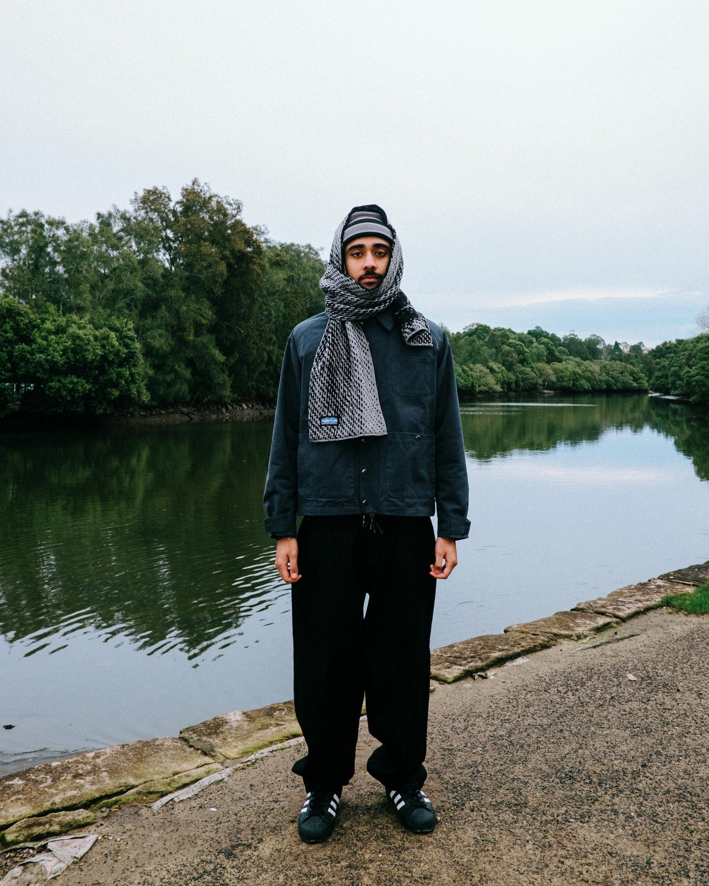 108WAREHOUSE - Digi Snowstorm Scarf - Black/Grey
