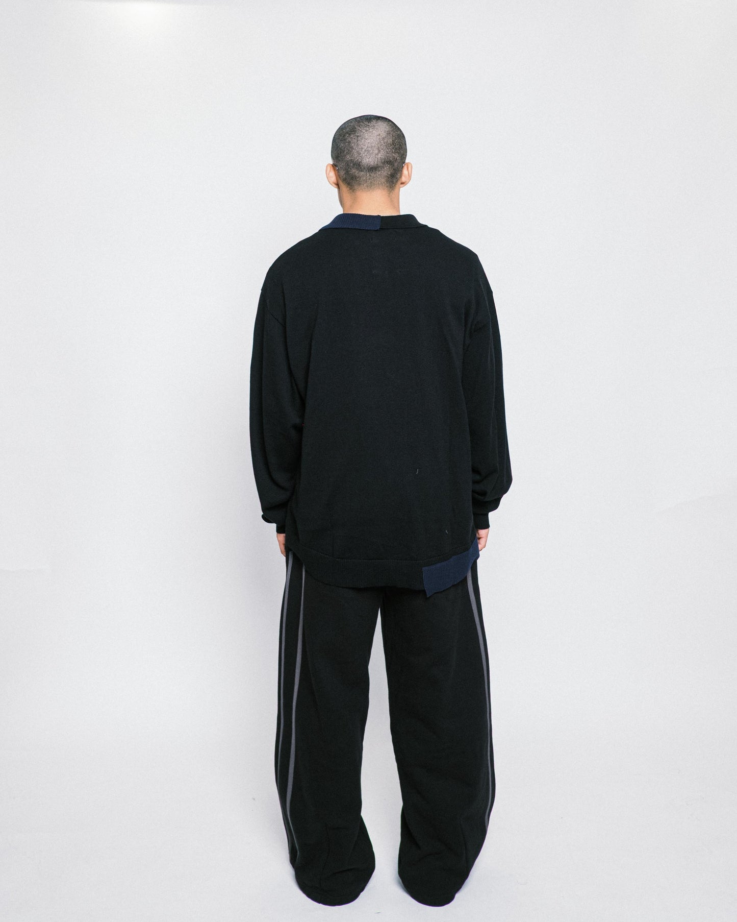 Melsign - Off-balance Knit Polo Shirt - Black