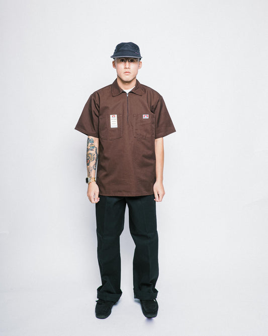 Ben Davis - Solid Short Sleeve Half Zip (Brown)