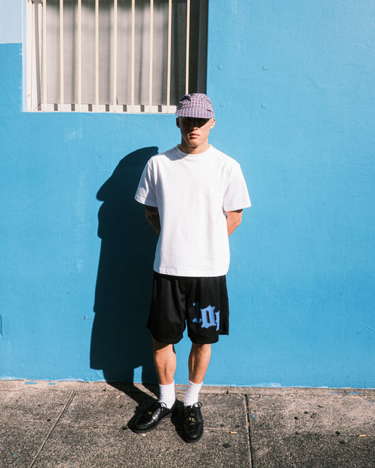 108WAREHOUSE - Big Team Logo Mesh Shorts - Black / Blue