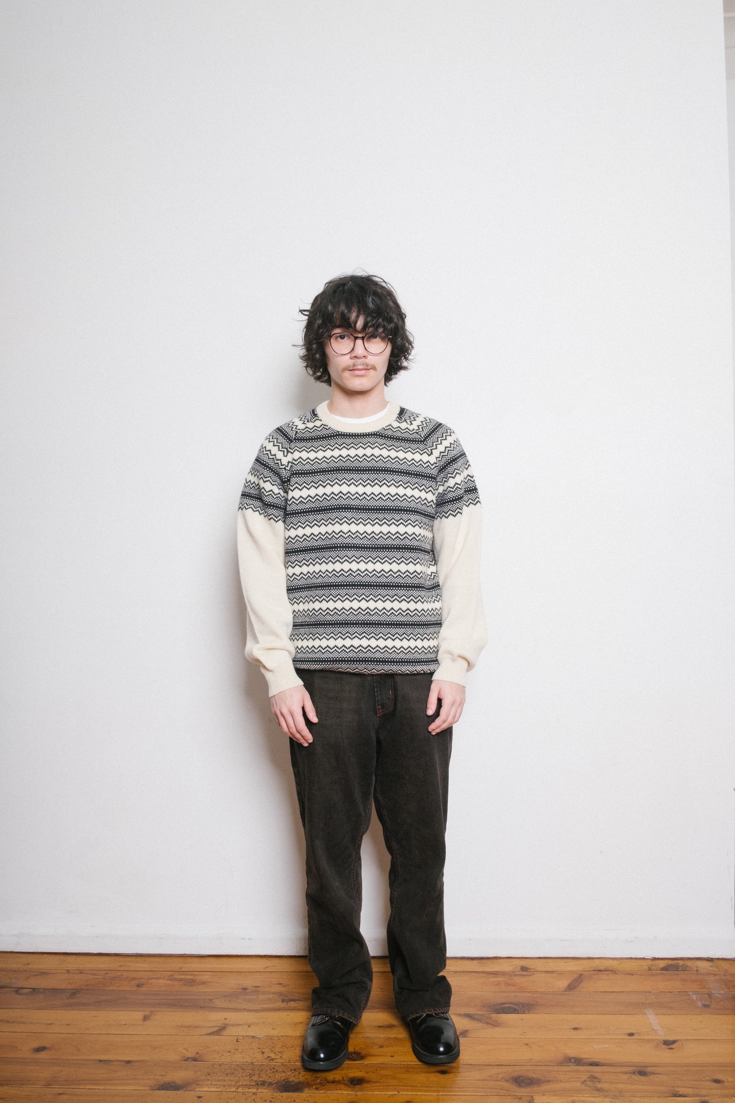 Y's for Men White Nordic Knit Sweater