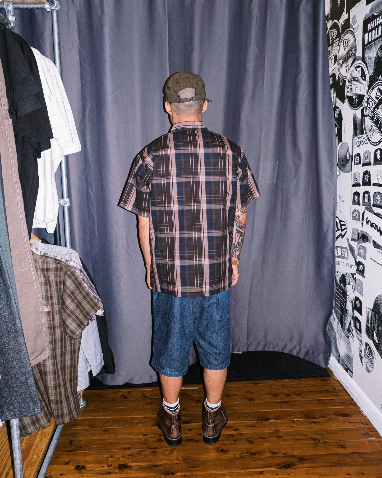 Ben Davis - Short Sleeve Half Zip Plaid (Brown)