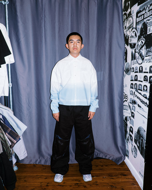 Melsign - Gradient Effect Shirt White Sky - White/Blue