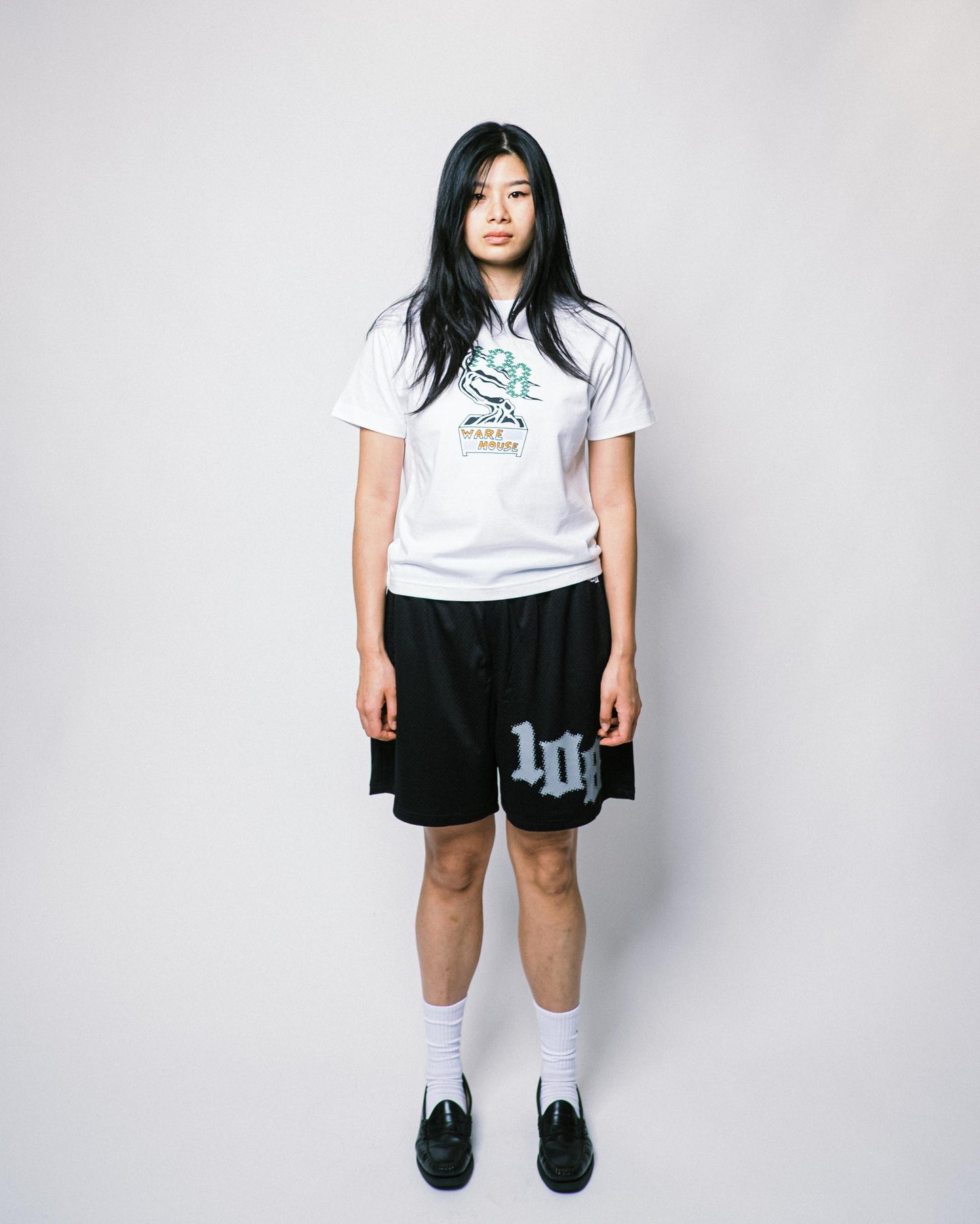 108WAREHOUSE - Big Team Logo Mesh Shorts - Black / Grey