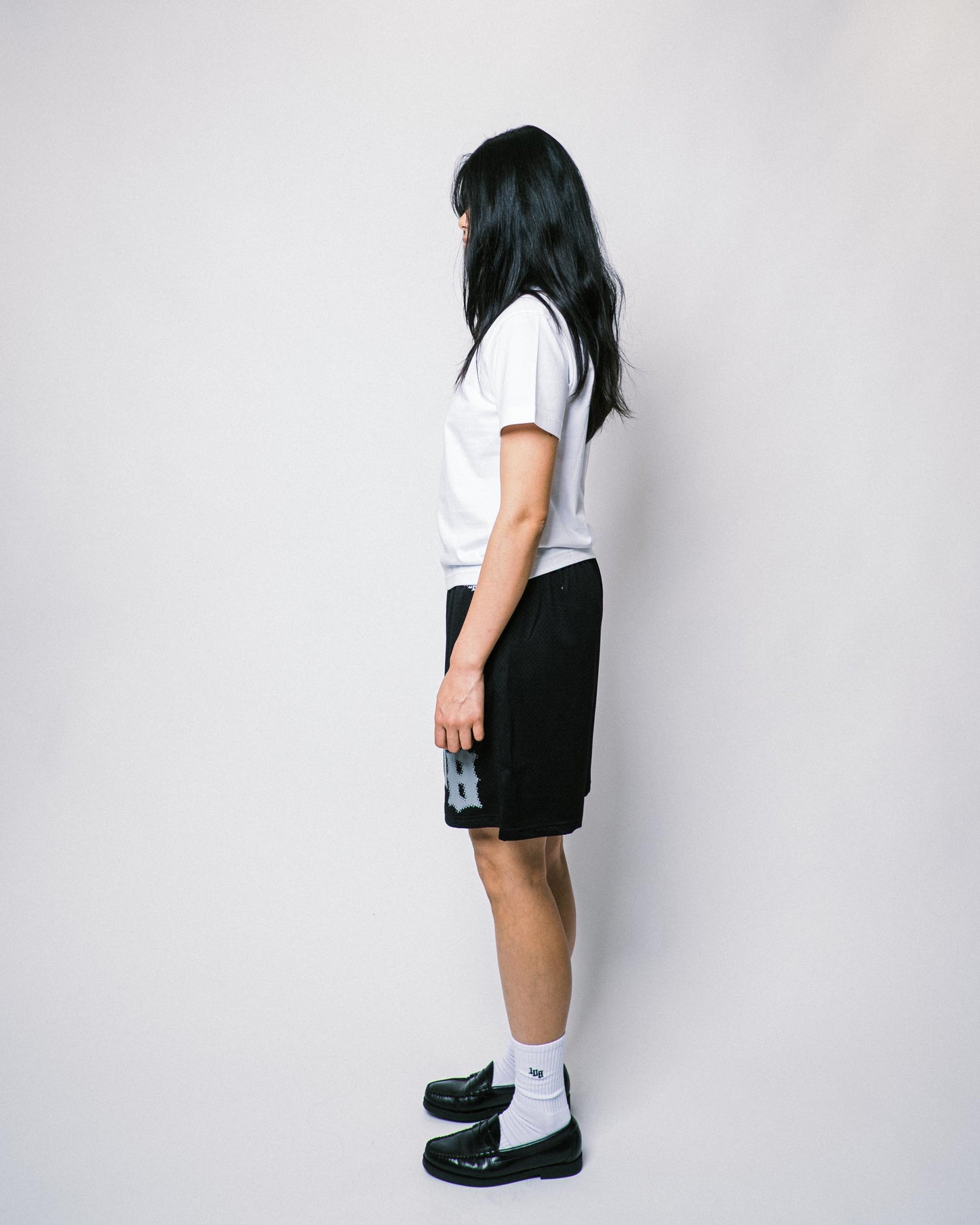 108WAREHOUSE - Big Team Logo Mesh Shorts - Black / Grey