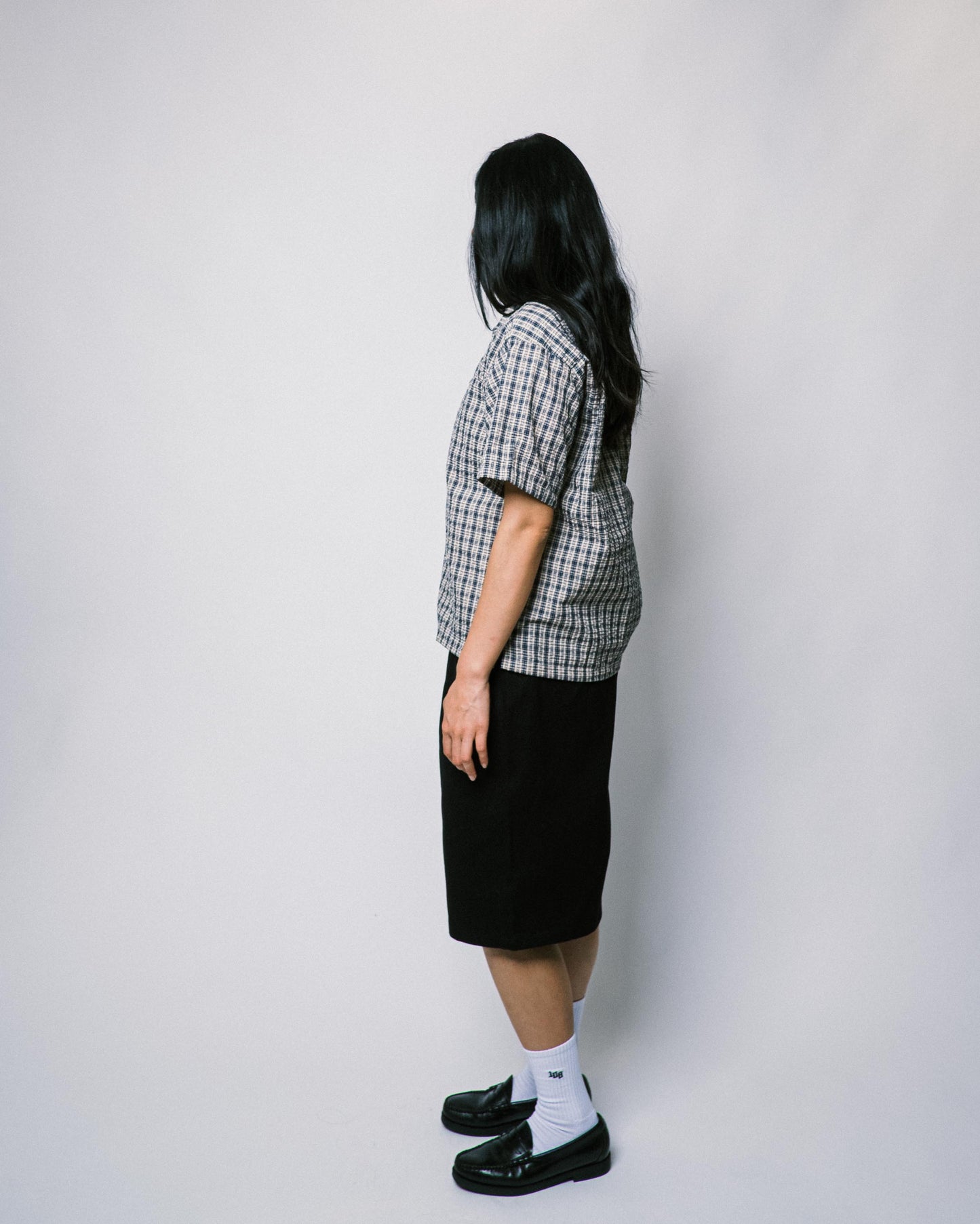108WAREHOUSE - Seersucker SS Zip Shirt - Blueberry Plaid