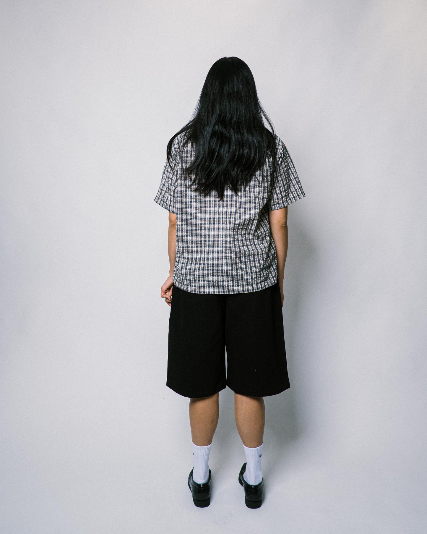 108WAREHOUSE - Seersucker SS Zip Shirt - Blueberry Plaid