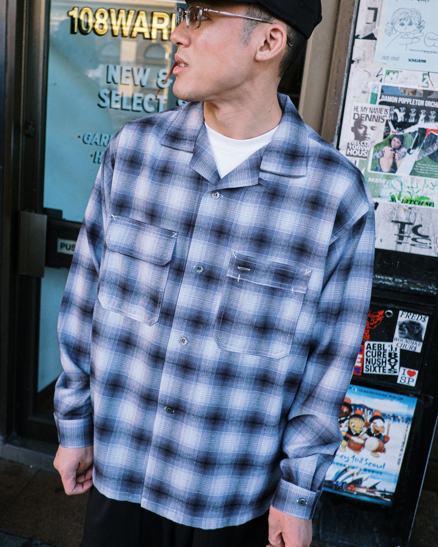 F-LAGSTUF-F - Shadow Plaid L/S Rayon Shirt - Gray
