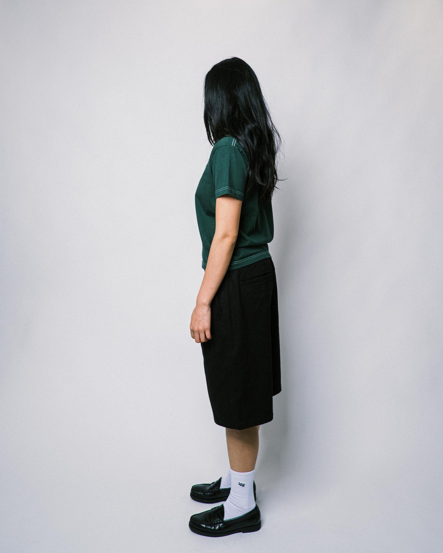 108WAREHOUSE - Contrast Stitch Heavy Logo T-Shirt - Forest Green