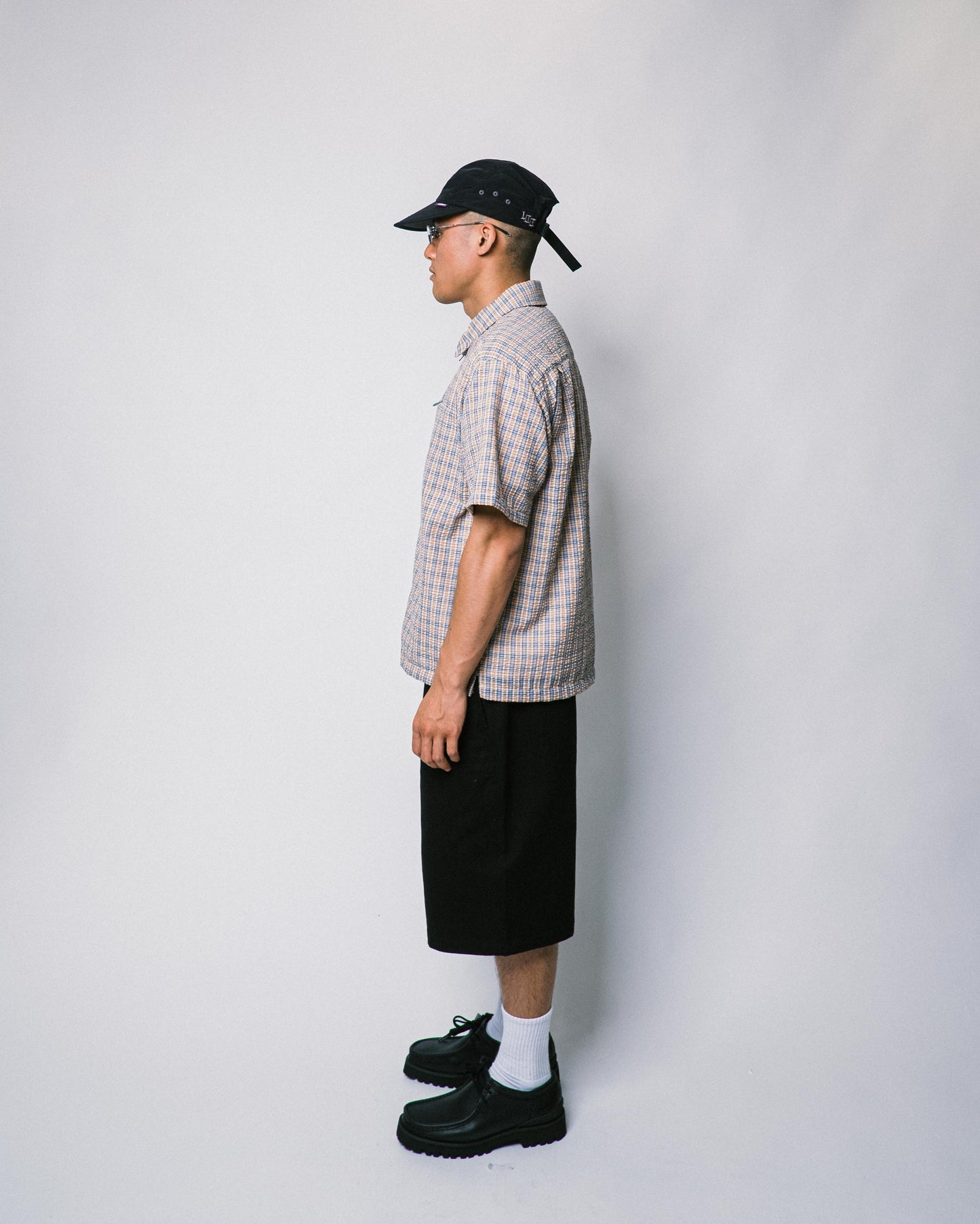 108WAREHOUSE - Seersucker SS Zip Shirt - Apricot Plaid