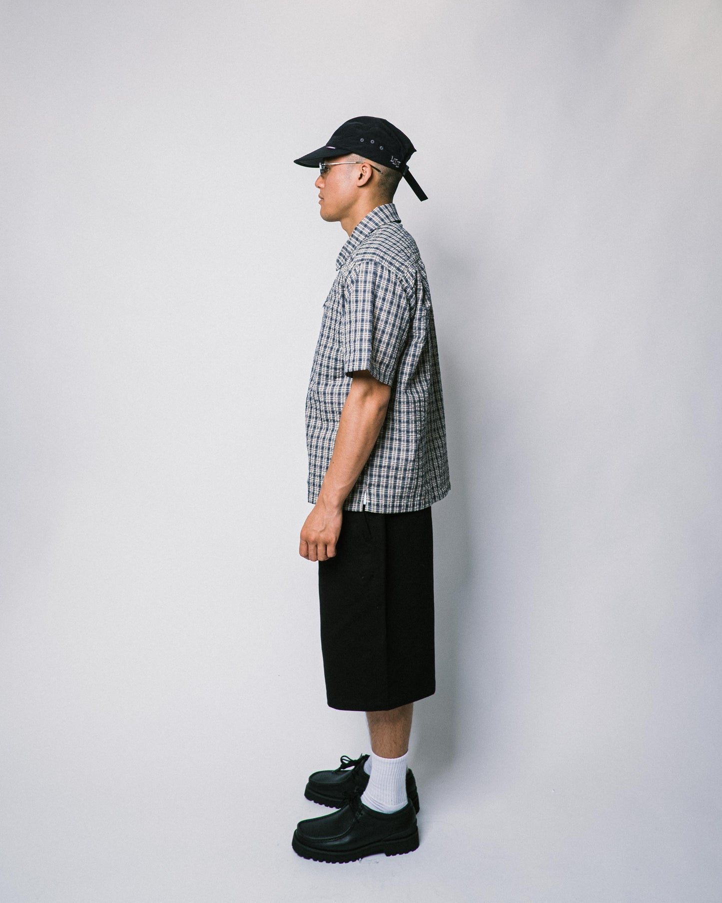108WAREHOUSE - Seersucker SS Zip Shirt - Blueberry Plaid