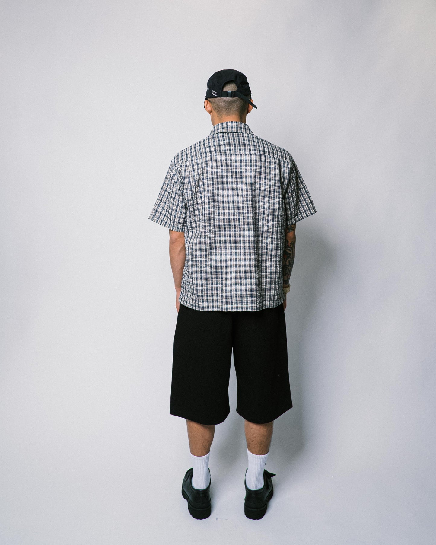 108WAREHOUSE - Seersucker SS Zip Shirt - Blueberry Plaid
