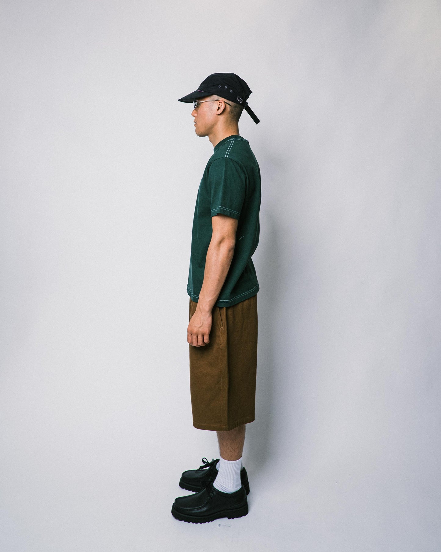 108WAREHOUSE - Contrast Stitch Heavy Logo T-Shirt - Forest Green
