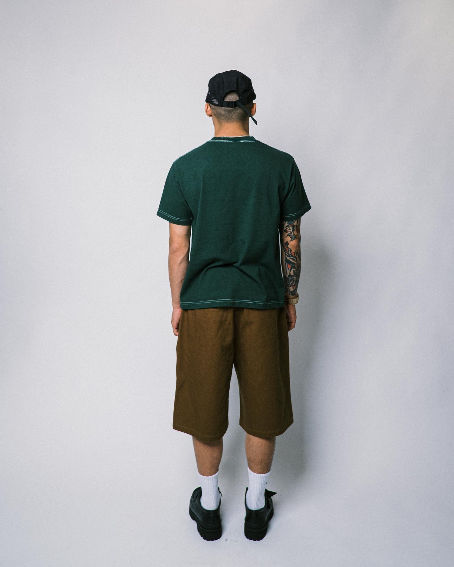 108WAREHOUSE - Contrast Stitch Heavy Logo T-Shirt - Forest Green