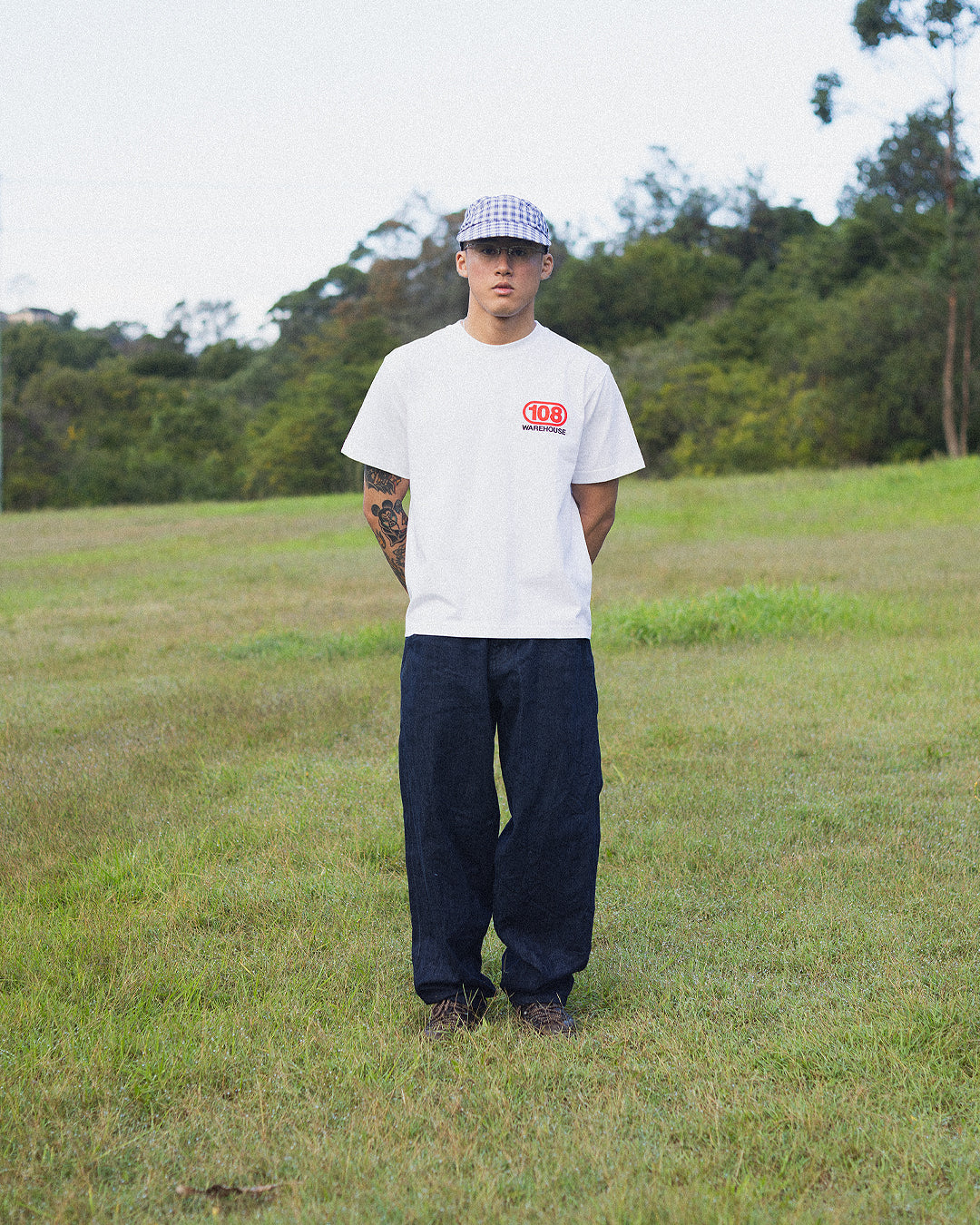 108WAREHOUSE - Oval T-Shirt (Red/Black on White)
