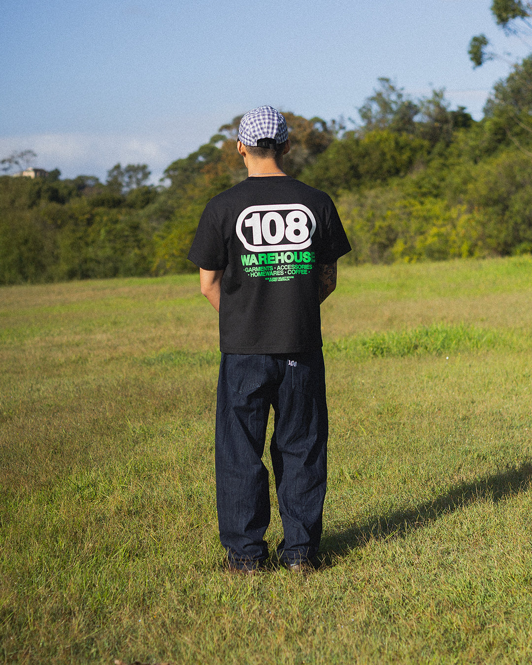 108WAREHOUSE - Oval T-Shirt (Green/White on Black)