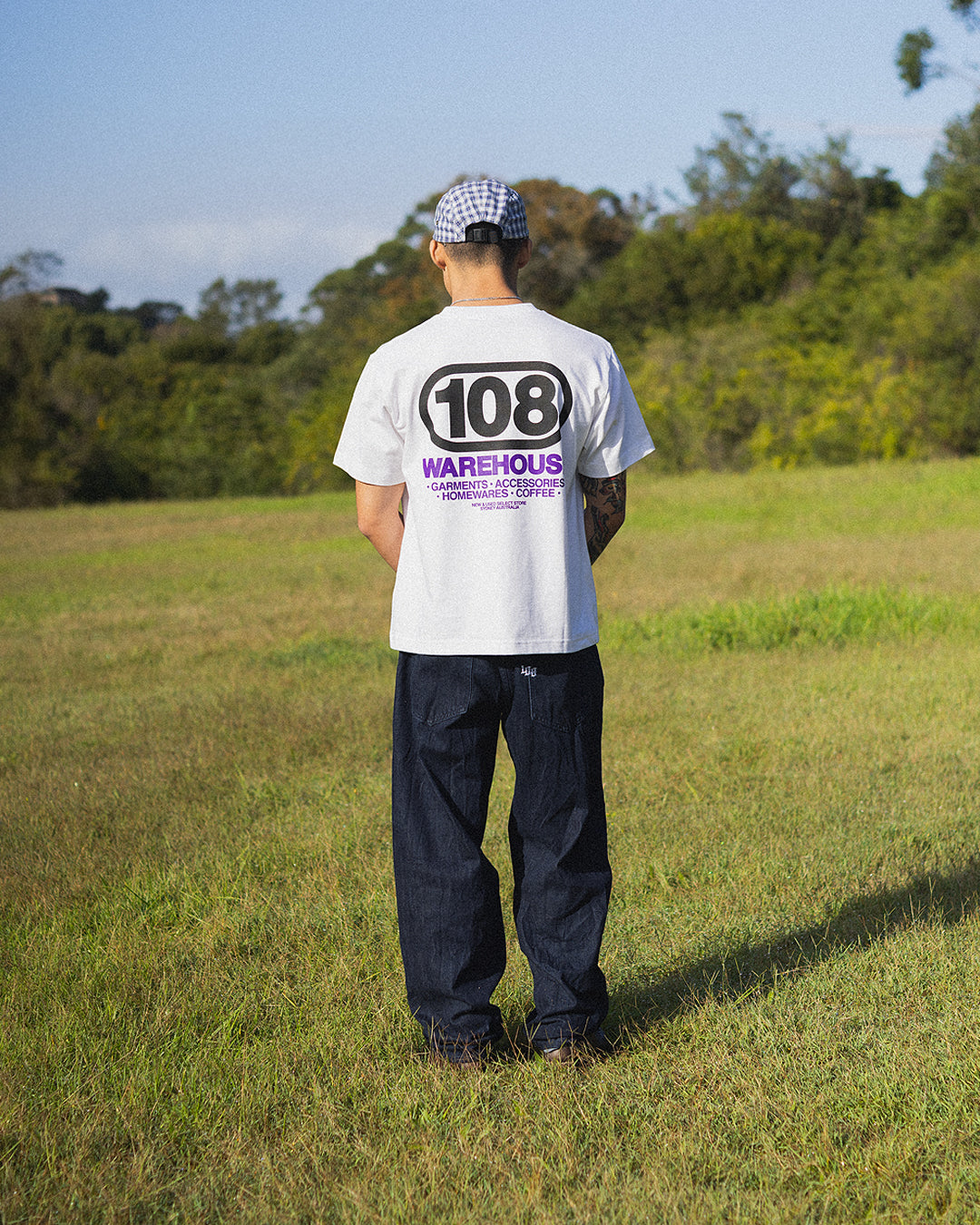 108WAREHOUSE - Oval T-Shirt (Black/Purple on White)