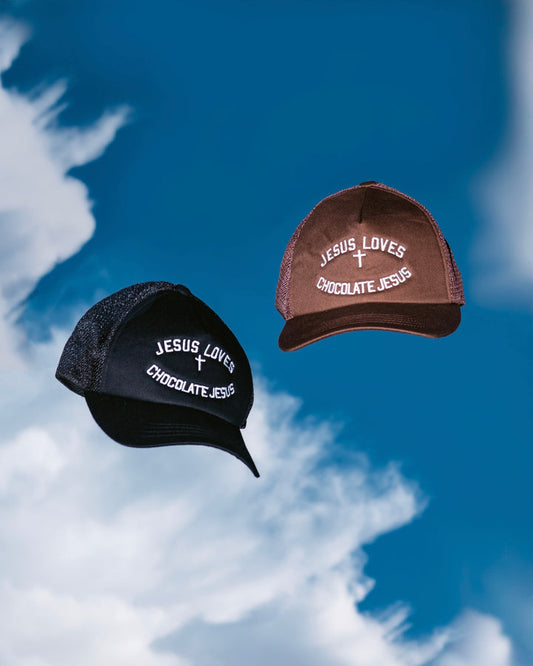 Chocolate Jesus - JESUS LOVES Trucker Hat - Black