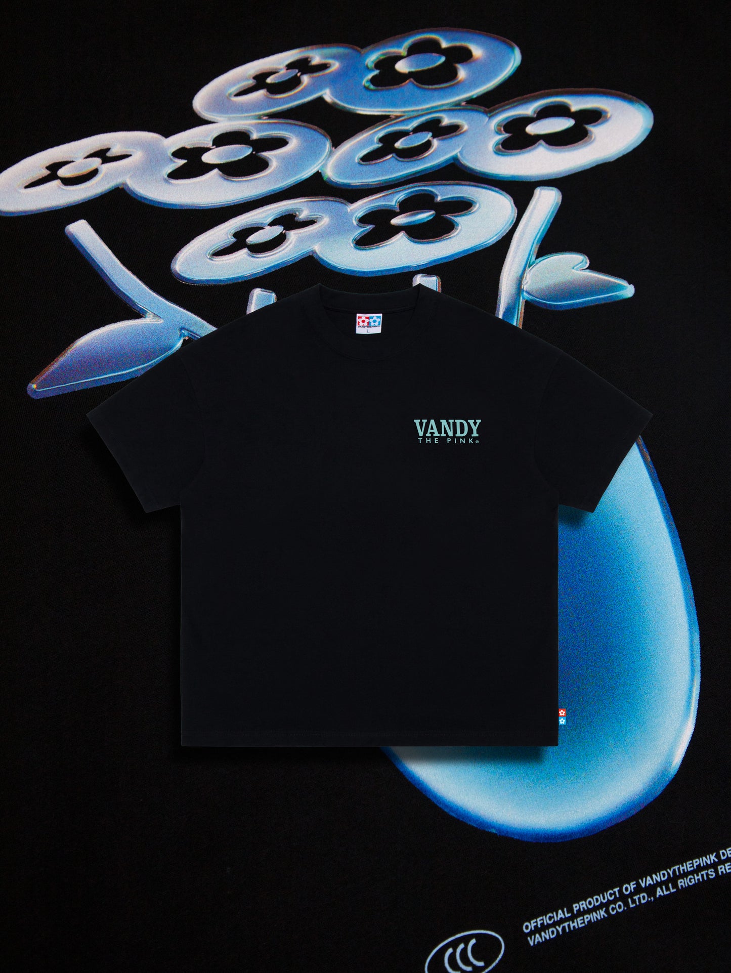 VANDYTHEPINK - Chrome Flower T-shirt - Black