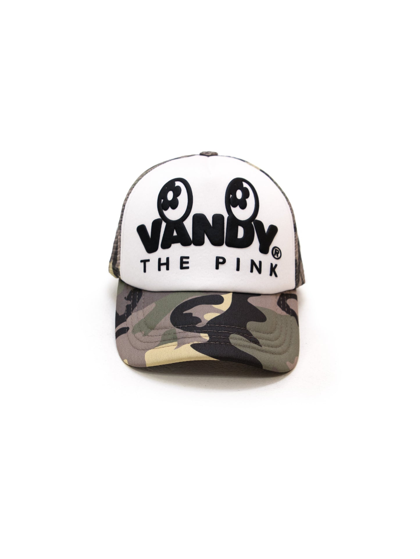 VANDYTHEPINK - Eye Logo Trucker Hat - Yellow Camo