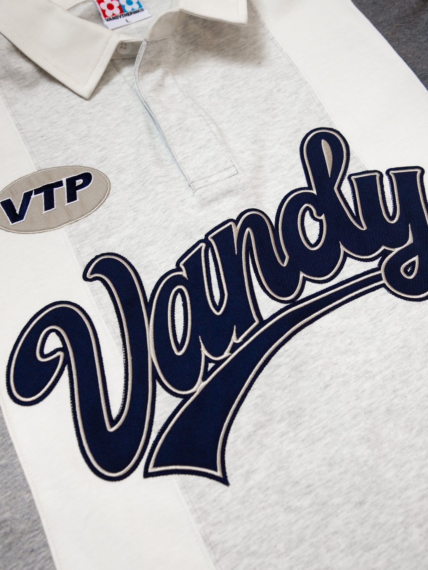 VANDYTHEPINK - Patchwork Polo L/S - Heather Grey